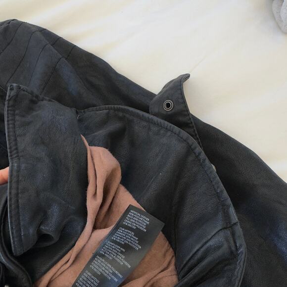 Free People Black Faux Leather Motto Jacket Size M - Picture 5 of 6